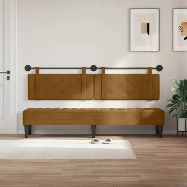 Hanging Headboard Brown Velvet Vidaxl thumbnail