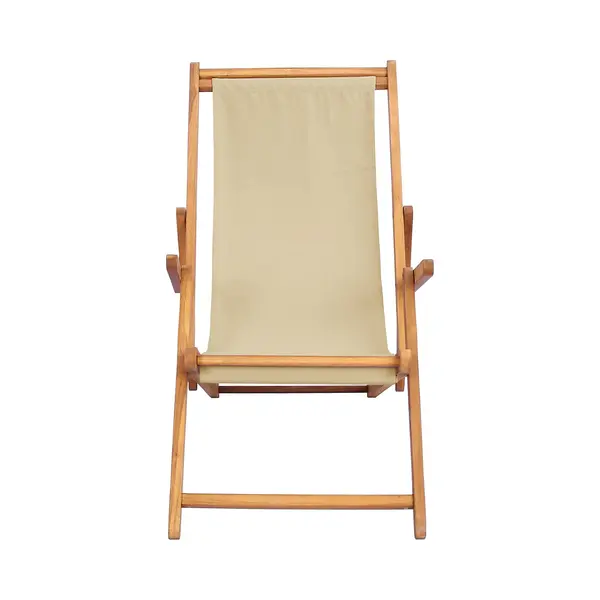 VidaXL Liegestuhl Beige Massivholz Teak thumbnail