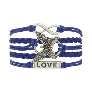 Nuvex Blauwe Love Armband Voor Dames Vrouwen Met Vlinder En Infinity Symbool – Vlechtarmband Met Charms
