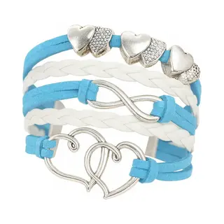 Nuvex Hemelsblauw Witte Armband Voor Dames Met Hartjes & Infinity Symbool – Gevlochten Vriendschapsarmband Voor Vrouwen