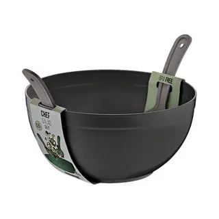My Home & More 3 Delig Chef Salade Set 5.5 Lt - Bpa Free - Servies Set - Sla Kom Antraciet