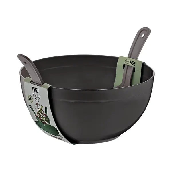 My Home & More 3 Delig Chef Salade Set 5.5 Lt - Bpa Free - Servies Set - Sla Kom Antraciet thumbnail