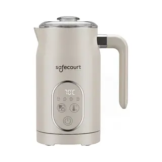 Safecourt Kitchen Elektrischer Milchaufschäumer - 100% Pfas-frei - Display & Temperaturkontrolle - 4-in-1 - 350ml - Beige