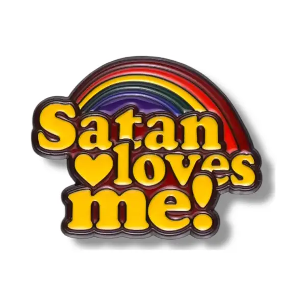 Kinky Pleasure Regenboog Pin Met Tekst “Satan Loves Me” – Pride Pin – Hart Pin Voor Jas, Tas Of Pet thumbnail