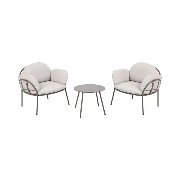 Axi Ziva Lounge Tuinset Beige – Ronde Tafel Met 2 Loungestoelen – Inclusief Extra Dikke Kussens – Compacte Set Voor Balkon, Terras Of Kleine thumbnail