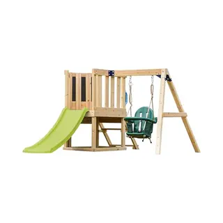Axi Timo Mini Aire De Jeux - Toboggan Vert Citron | Cabane Pour Enfant Avec Balançoire Pour Bébé, Mur D'Escalade Et Tableau Noir | Structure De