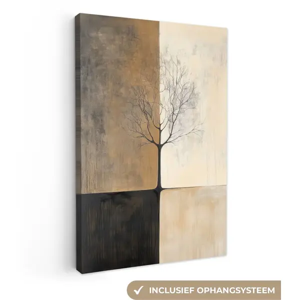 OneMillionCanvasses Canvas Schilderij 120x180 Cm - Exclusieve Wanddecoratie Boom - Vlakken - Takken - Kleurverloop - Muurdecoratie Woonkamer - Slaapkamer Decoratie - thumbnail