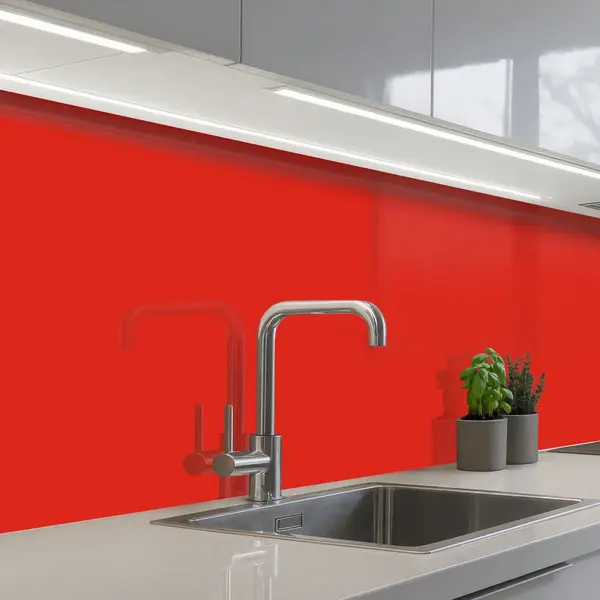 KitchenYeah Keuken Achterwand 400x60 Cm - Spatscherm Zelfklevend Rood - Kleur - Effen - Muurbeschermer - Spatwand Fornuis thumbnail