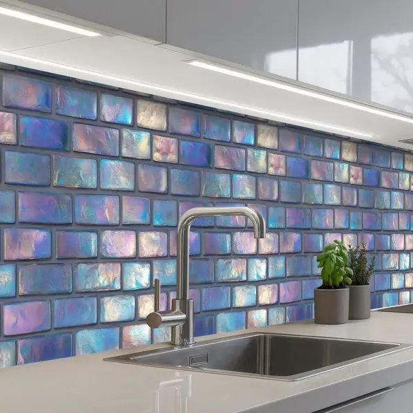 KitchenYeah Keuken Achterwand 350x60 Cm - Spatscherm Zelfklevend Metallic - Bakstenen - Glans - Kleuren - Muurbeschermer - Spatwand Fornuis thumbnail
