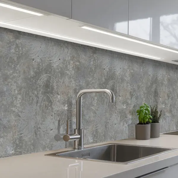 KitchenYeah Keuken Achterwand 400x80 Cm - Spatscherm Zelfklevend Stenen - Beton Print - Patronen - Muurbeschermer - Spatwand Fornuis thumbnail