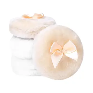 Ynkkvre - Set Van 4 Grote Poederpuffs - Rond, Pluizig, 8 Cm - Ultra Zacht, Wasbaar En Herbruikbaar - Voor Nat En Droog Poeder - Make-up Tool - 2 Beige