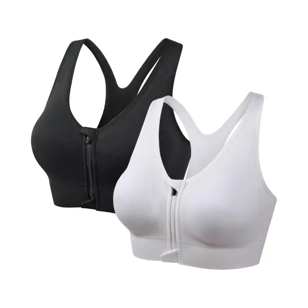 Longziming -Dames Sport-Bh Met Ritssluiting – Racerback, Ademend & Zweetabsorberend, Verwijderbare Bh-Pads, Medium Ondersteuning – Voor Sport, thumbnail