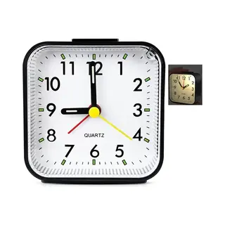 Peysaitr Stille Analoge Wekker – Zonder Tikkend Geluid – Snooze & Nachtlicht – Compacte Reisklok – Glow-in-the-Dark Cijfers