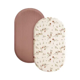 Qttvbtna - Wieg Hoeslaken Set - 100% Katoen - Zacht & Ademend - Voor Wieg, Kinderwagen Matras - Beige + Koffiekleur - 82x41 Cm - 2 Stuks
