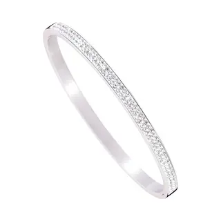 Fashion Jewelry Rvs Armband Met Cubic Zirconia - Zilverkleurig - Stainless Steel Armband - Diameter 6 Cm - Luxe Design Met Fonkelende Stenen - Vast Formaat En