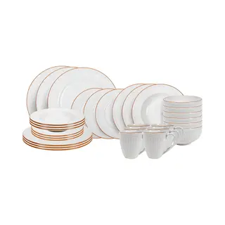 Cookinglife Serviesset Stratton 30-delig / 6 Personen - 6 Dinerborden, 6 Ontbijtborden, 6 Diepe Borden, 6 Kommen En 6 Mokken