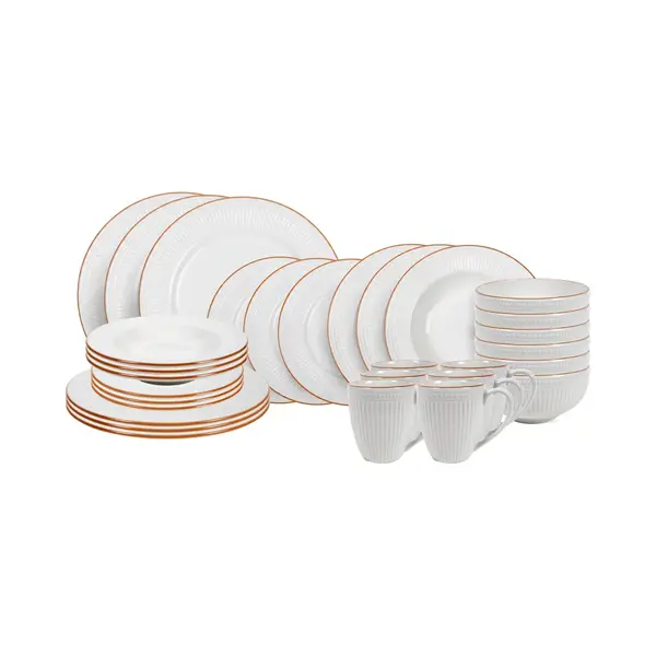 Cookinglife Serviesset Stratton 30-delig / 6 Personen - 6 Dinerborden, 6 Ontbijtborden, 6 Diepe Borden, 6 Kommen En 6 Mokken thumbnail