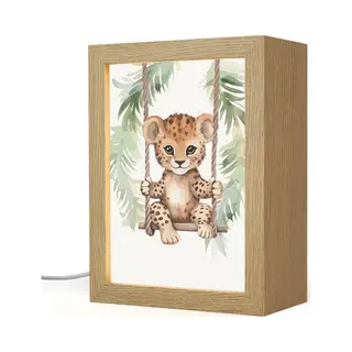 OnlyWow Nachtlampje 15x20 Cm - Kinder Lamp - Luipaard - Dier - Kinderen - Jungle - Tafellamp Kinderkamer - Slaapkamer Lamp - Bedlamp Kinderen - Kinderlampje