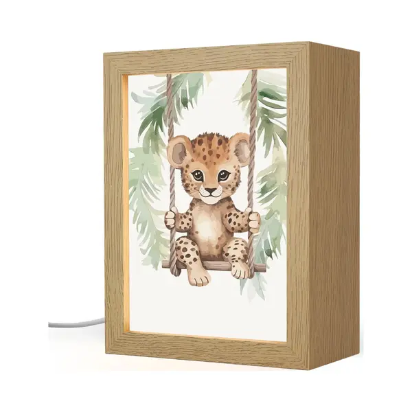 OnlyWow Nachtlampje 15x20 Cm - Kinder Lamp - Luipaard - Dier - Kinderen - Jungle - Tafellamp Kinderkamer - Slaapkamer Lamp - Bedlamp Kinderen - Kinderlampje thumbnail