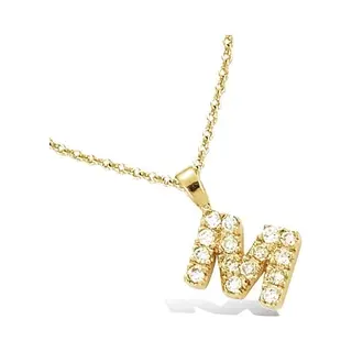 Chival - Ketting 18K Verguld Goud " Letter M" – Initiaal, Voornaam, Luxe, Hypoallergeen, Perfect Cadeau Voor Haar, Zirkonia, Elegant,