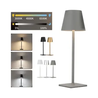 Zyronn Draadloze Tafellamp, Draagbare Led-bureaulamp, Op Batterijen, 3 Kleuren Traploos Dimmend, Voor Restaurant/slaapkamer/bar/buitenfeest/camping/koffiebar