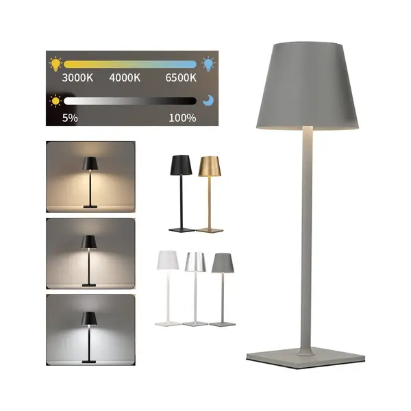 Zyronn Draadloze Tafellamp, Draagbare Led-bureaulamp, Op Batterijen, 3 Kleuren Traploos Dimmend, Voor Restaurant/slaapkamer/bar/buitenfeest/camping/koffiebar thumbnail
