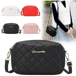 Obosoe Stijlvolle Dameshandtassen, Geborduurde Schoudertassen Voor Dames, Effen Kleur, Rasterpatroon, Messenger Bag Voor Dames - Zwart