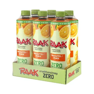 Raak - Vruchtensiroop - Sinaasappel - Zero Sugar - 6x 75 Cl - Voordeelverpakking