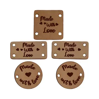 Leren Label Diverse Maten Made With Love (5 Stuks)