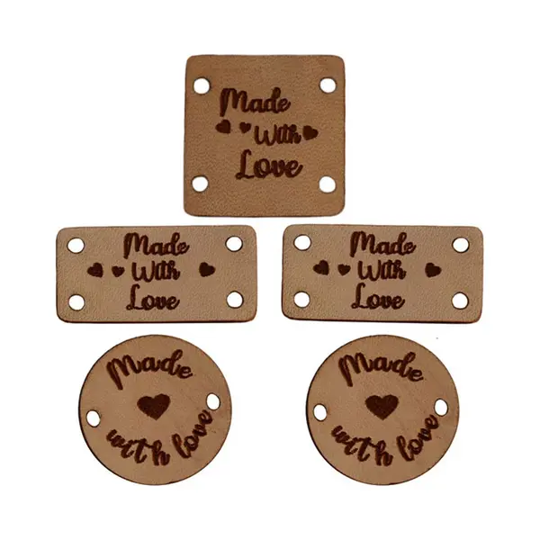 Leren Label Diverse Maten Made With Love (5 Stuks) thumbnail