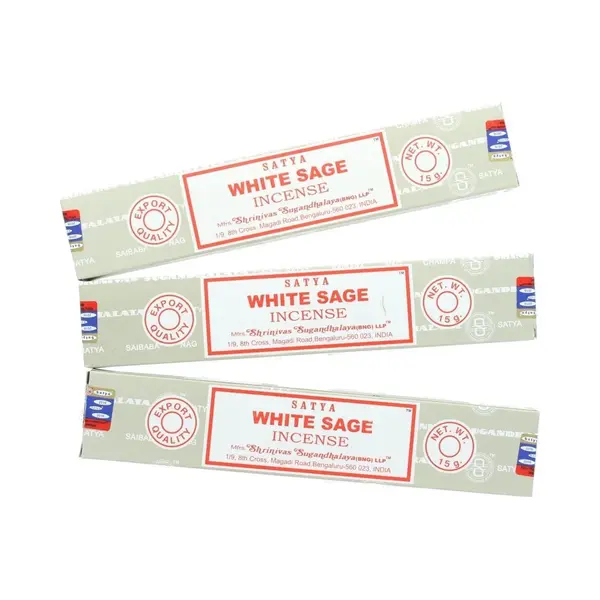 Satya Wierook Stokjes - White Sage - Aura Reinigend - Witte Salie Wierookstokjes - 3x15 Gram - 3 Stuks thumbnail