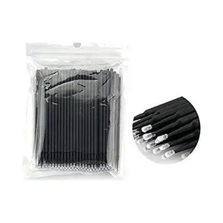Lashes & More - 100 Stuks Wegwerp Microbrushes - Zwart - Wimpers Uitbreiding - Individuele Lash Verwijderen - Wattenstaafje - Micro Borstel Voor