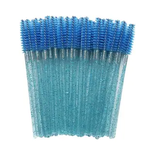 Wegwerp Wimper En Wenkbrauw Borsteltjes - Mascara Borsteltjes - Blauw Glitter - 50 Stuks