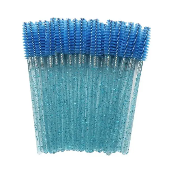 Wegwerp Wimper En Wenkbrauw Borsteltjes - Mascara Borsteltjes - Blauw Glitter - 50 Stuks thumbnail