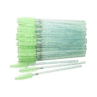 Wegwerp Wimper En Wenkbrauw Borsteltjes - Mascara Borsteltjes - Groen Glitter - 50 Stuks