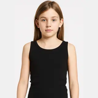 Beeren Comfort Katoen Meisjes Hemdje Brede Band - Meisjes Singlet Katoen - 164 - Zwart