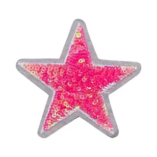Ster Paillette Glitter Strijk Embleem Patch Roze 8.5 Cm / 8.5 Cm / Roze