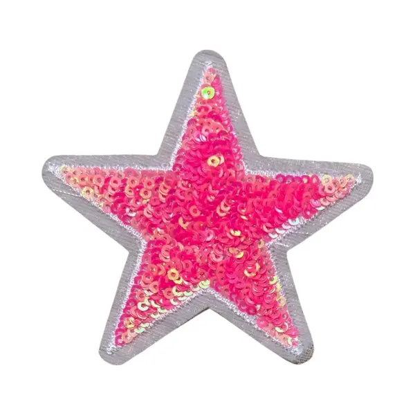 Ster Paillette Glitter Strijk Embleem Patch Roze 8.5 Cm / 8.5 Cm / Roze thumbnail