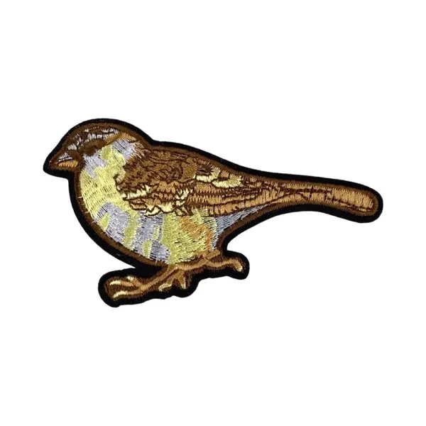 Mus Huismus Vogel Strijk Embleem Patch 10 Cm / 5.8 Cm / Bruin Geel thumbnail