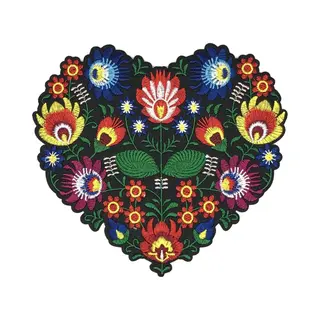Lychee Bloemen Flower Power Hart Xl Strijk Embleem Patch 20.5 Cm / 18.3 Cm / Multicolor