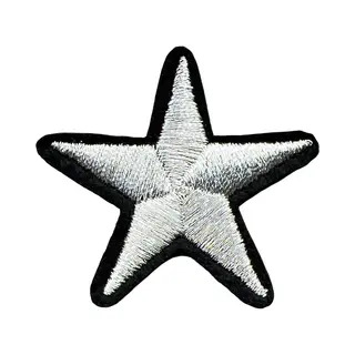 Ster Strijk Embleem Applicatie Patch Zilver 4.2 Cm / 4.2 Cm / Zilver Zwart