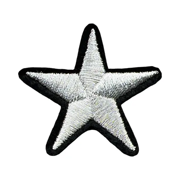 Ster Strijk Embleem Applicatie Patch Zilver 4.2 Cm / 4.2 Cm / Zilver Zwart thumbnail