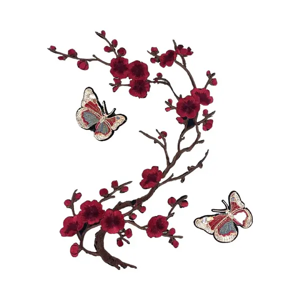 Bloesem Vlinder Strijk Embleem Patch Set Bordeaux 18 Cm / 32 / Bordeaux Bruin thumbnail
