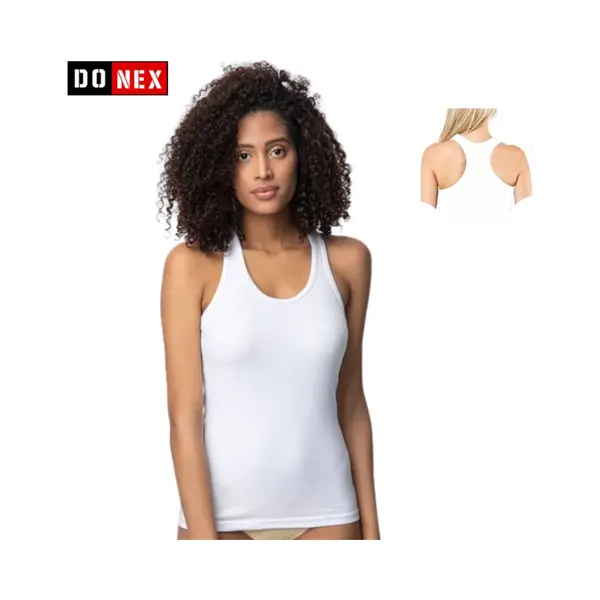 3 Pack Dames Halterhemd - Donex®- Katoen - Wit Maat L-Xl thumbnail