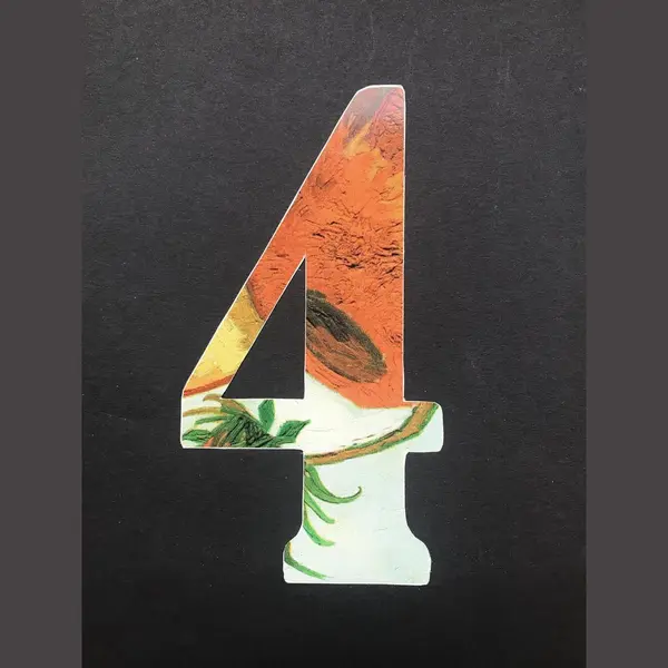 Huisnummer Kliko Sticker - Nummer 4 - Vincent Van Gogh - Container Sticker - Afvalbak Nummer - Vuilnisbak - Brievenbus - CoverArt thumbnail