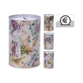 Set Van 3 Stuks - Spaarpotten - Geldblikken - Met Eurobiljetten - 10x15cm