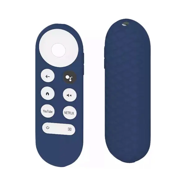 Luxe Siliconen Soft Case Cover Hoesje Geschikt Voor Afstandsbediening Google Chromecast (2020) - Bescherming Tegen Krassen & Stoten - Donker Blauw thumbnail