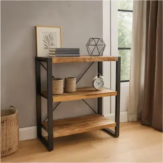 Benoa Boekenkast Britt Laag Mangohout En Metaal - 90 Cm | Mangohout - Kast - Meubels