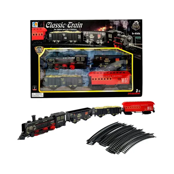 JJLng Classic Locomotief Train - Klassieke Chook Speelgoedtrein Met Rails – 104x68cm Railbaan - Met Licht thumbnail