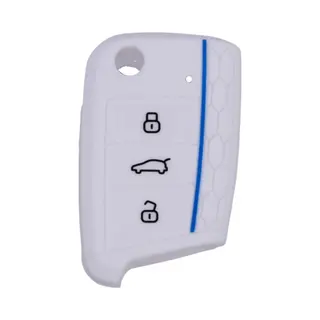 Siliconen Sleutelcover Sport - Wit Sleutelhoesje Geschikt Voor Volkswagen Polo / Golf / 2014 - 2021 / Seat Leon / Seat Ibiza / Golf Gti / Golf R /